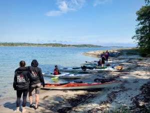 women paddling with ostkustenkajak in Gryt Archipelago, Sweden