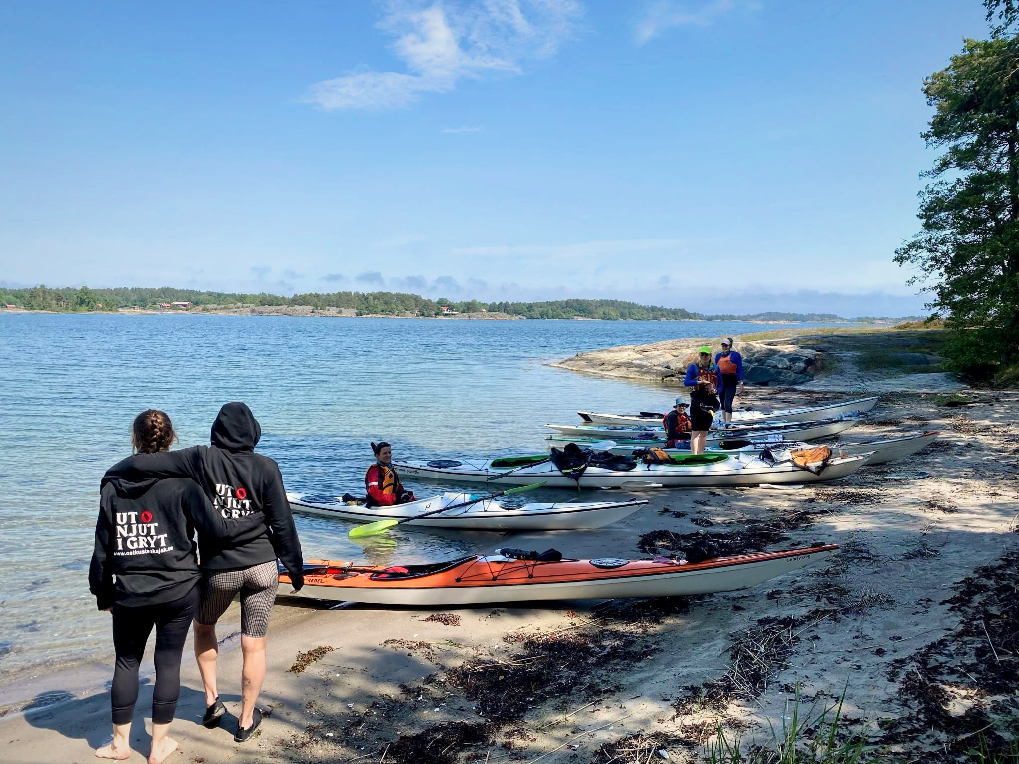 women paddling with ostkustenkajak in Gryt Archipelago, Sweden